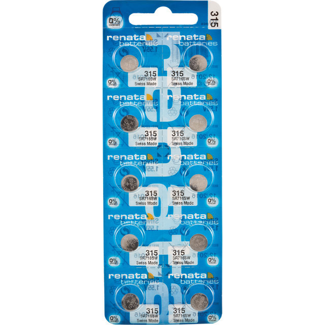 10 x Renata 315 Watch Batteries, 0% MERCURY equivalent SR716SW, Swiss Made