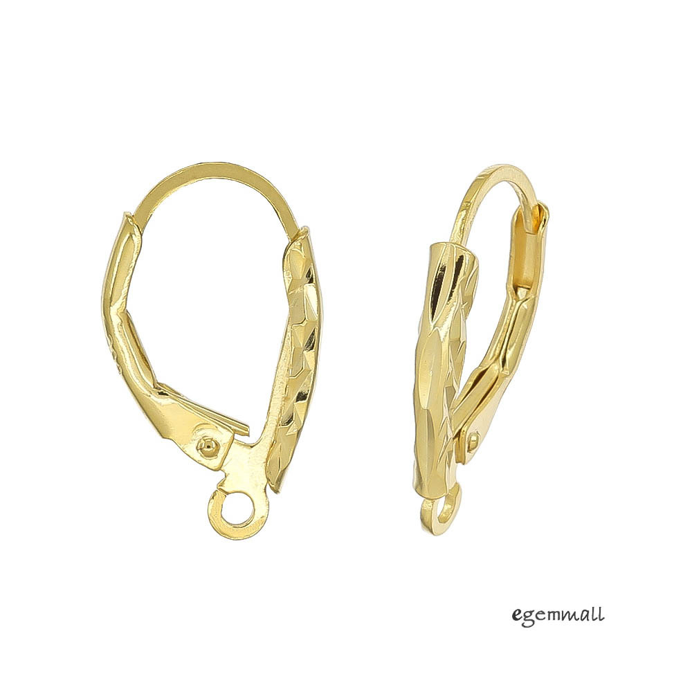 1 pair Gold Plated Sterling Silver Laser Cut Leverback Earring Ear Wire #99418