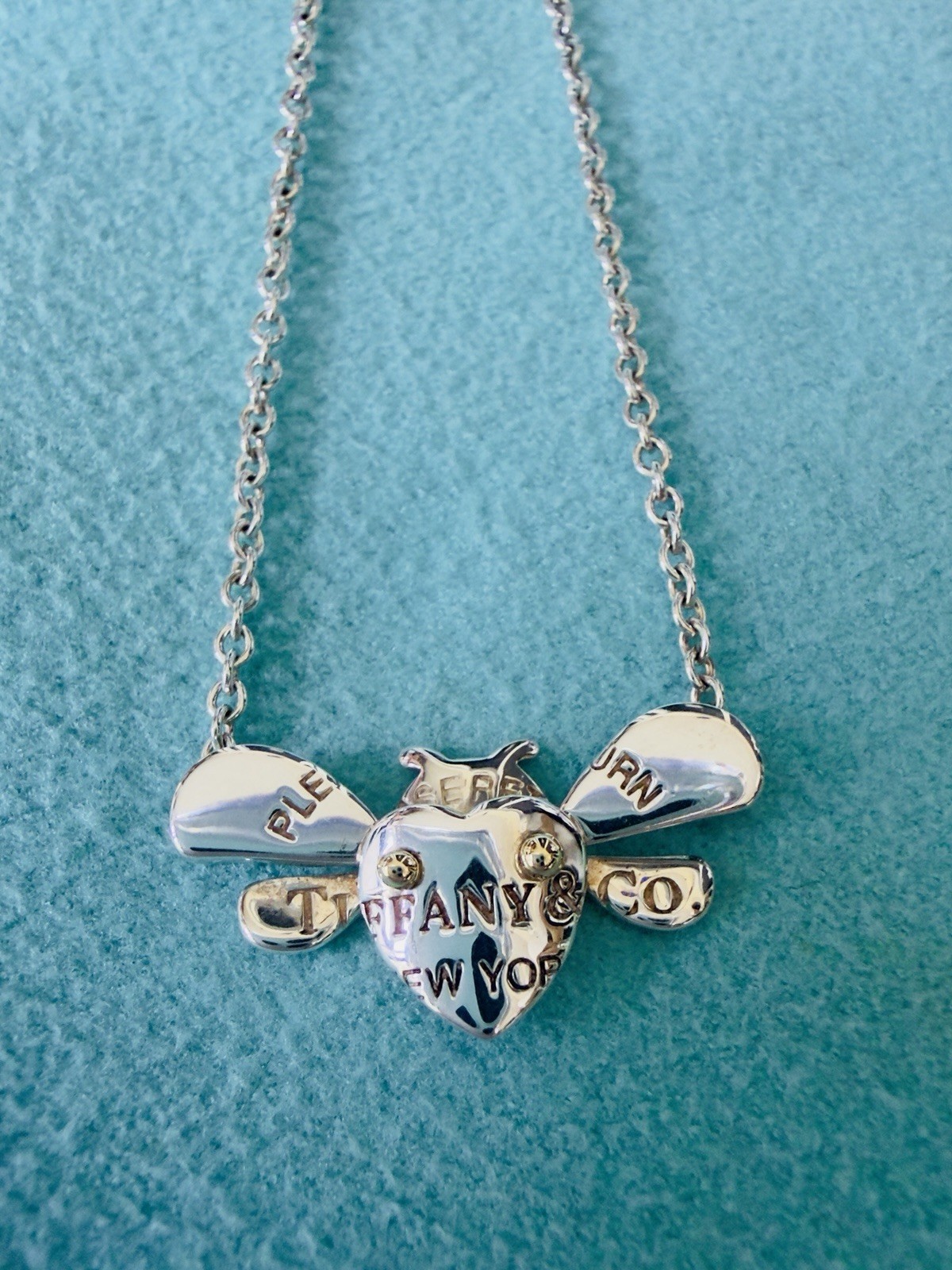 Return to Tiffany & Co. 925 Silver 18K Gold Love Bug Bee 6.3”or 7″ Bracelet