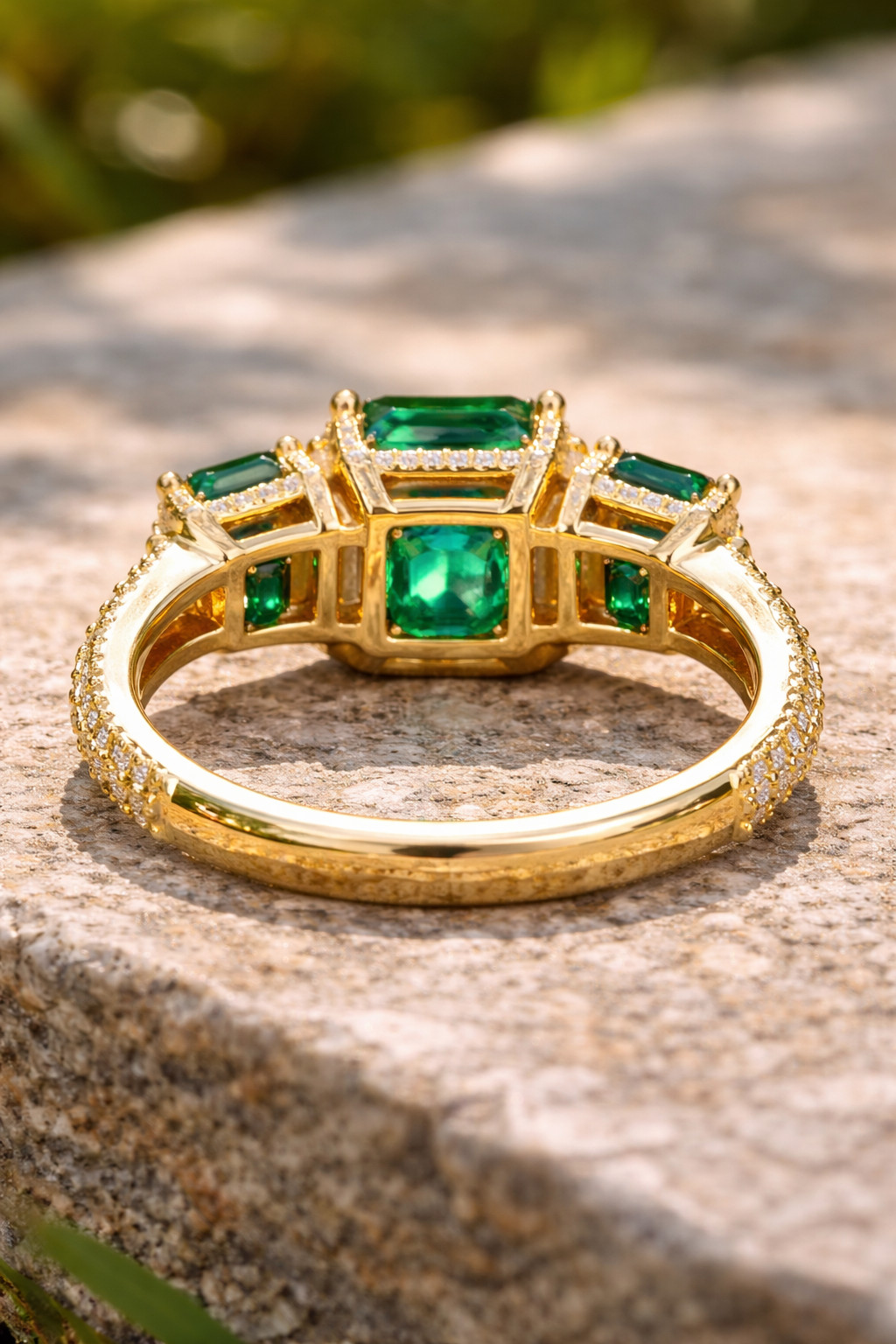 6.50 Ct Emerald Natural Emerald & Diamond Wedding Gift Ring 14K Yellow Gold Sz 7