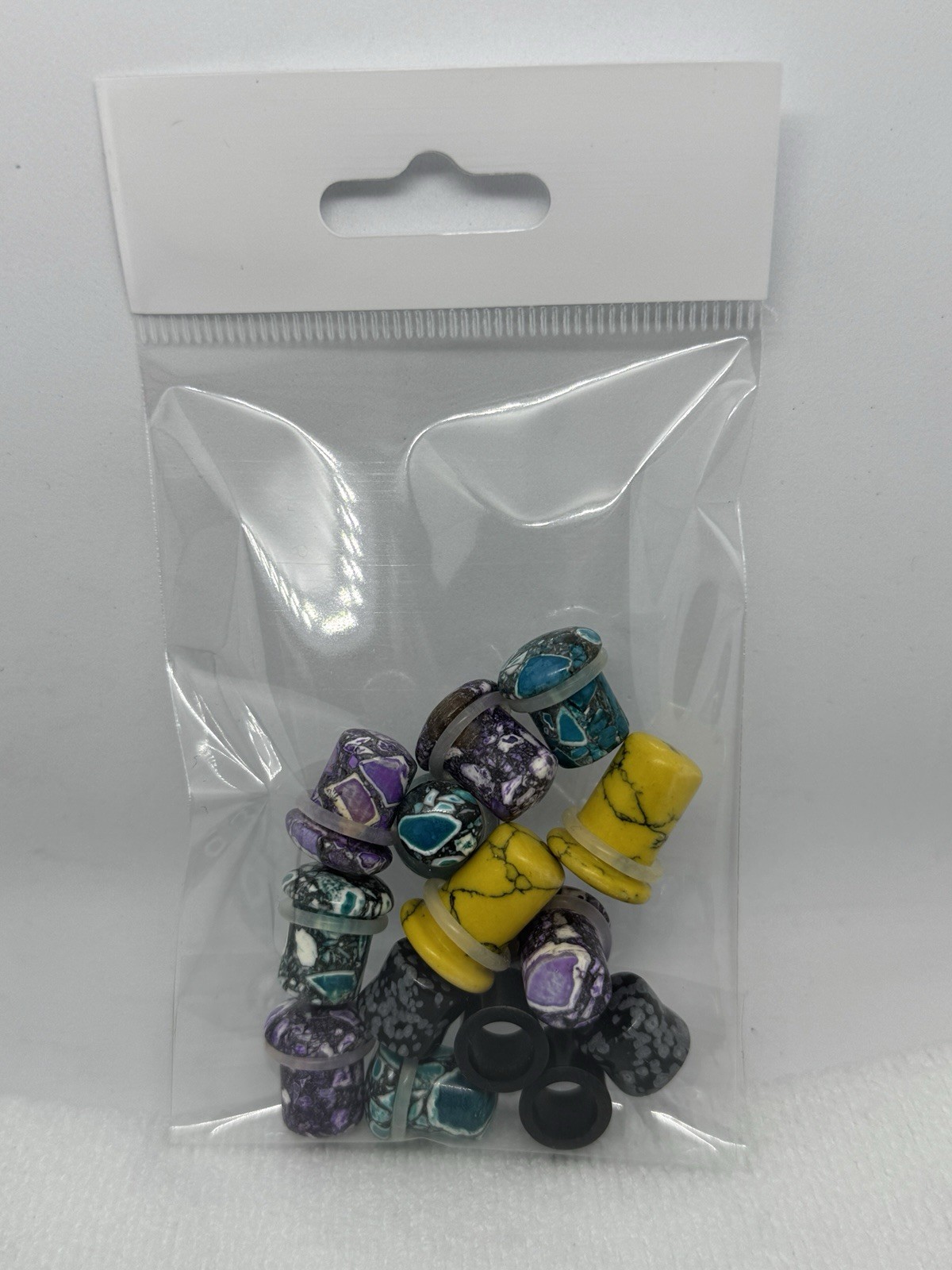7 Pair 00g 10mm Natural Stone Ear Gauges Mountain Collection