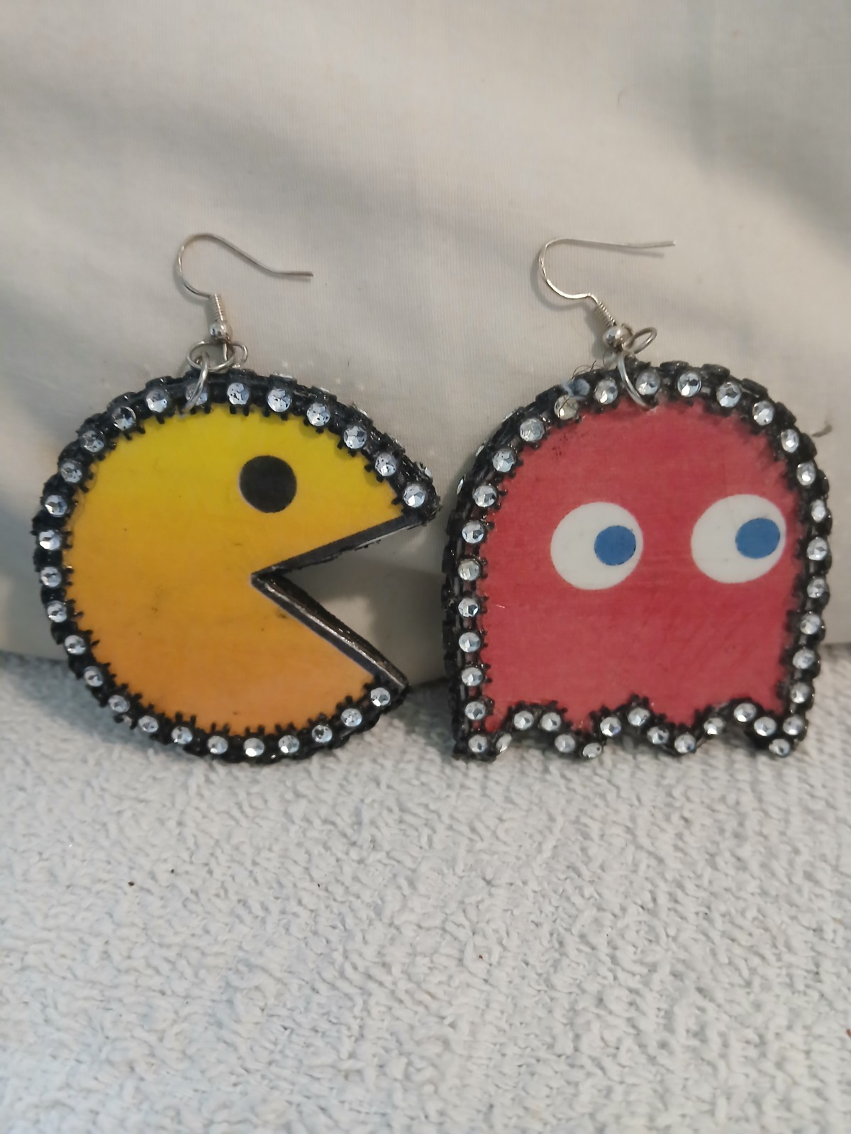 Unique One of a kind Hand Made Pacman And Ghost Earrings