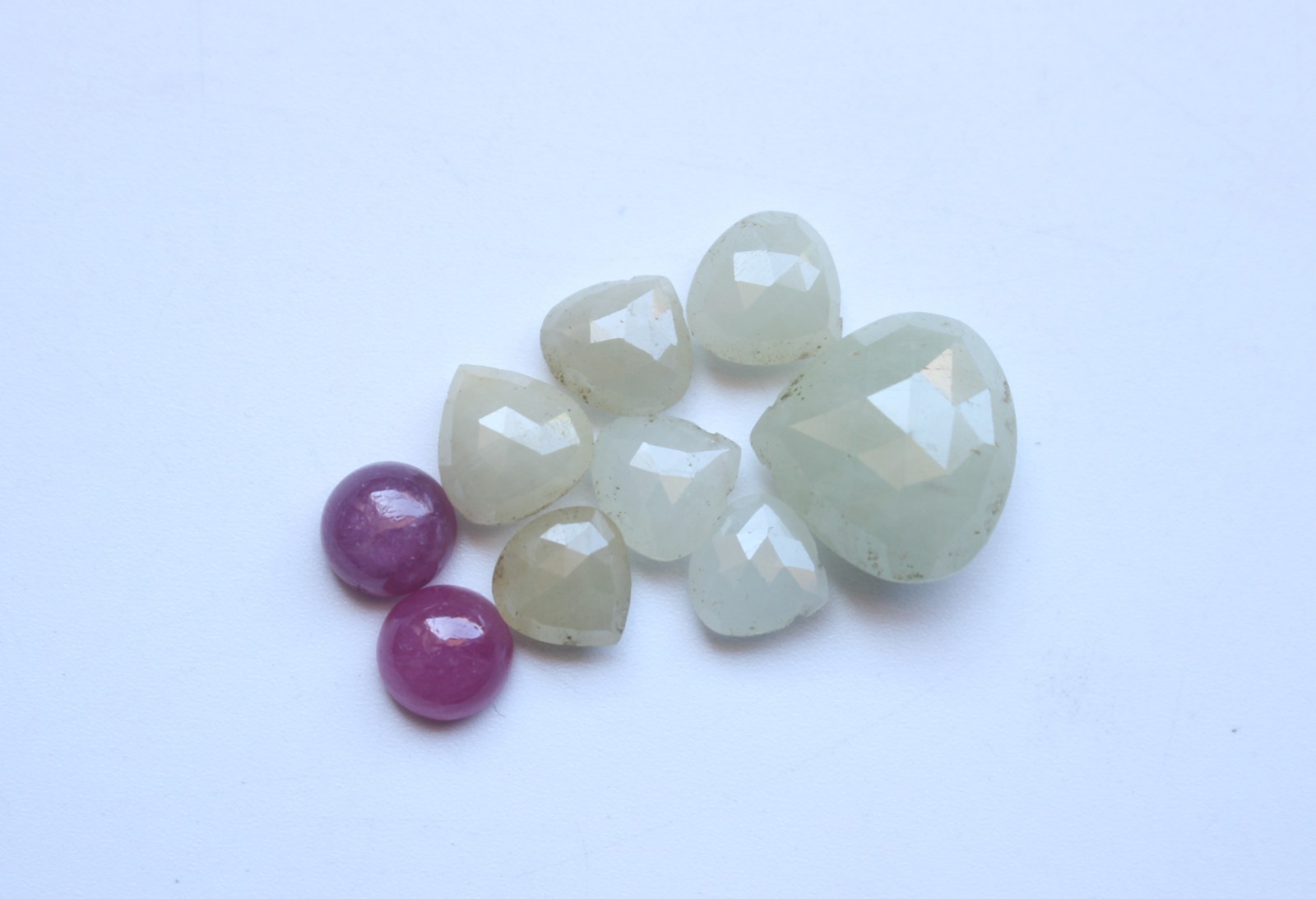 Ct.30.50 Natural Multi Sapphire & Ruby Rose Cut Faceted Cabochon Set Lot 7To13MM