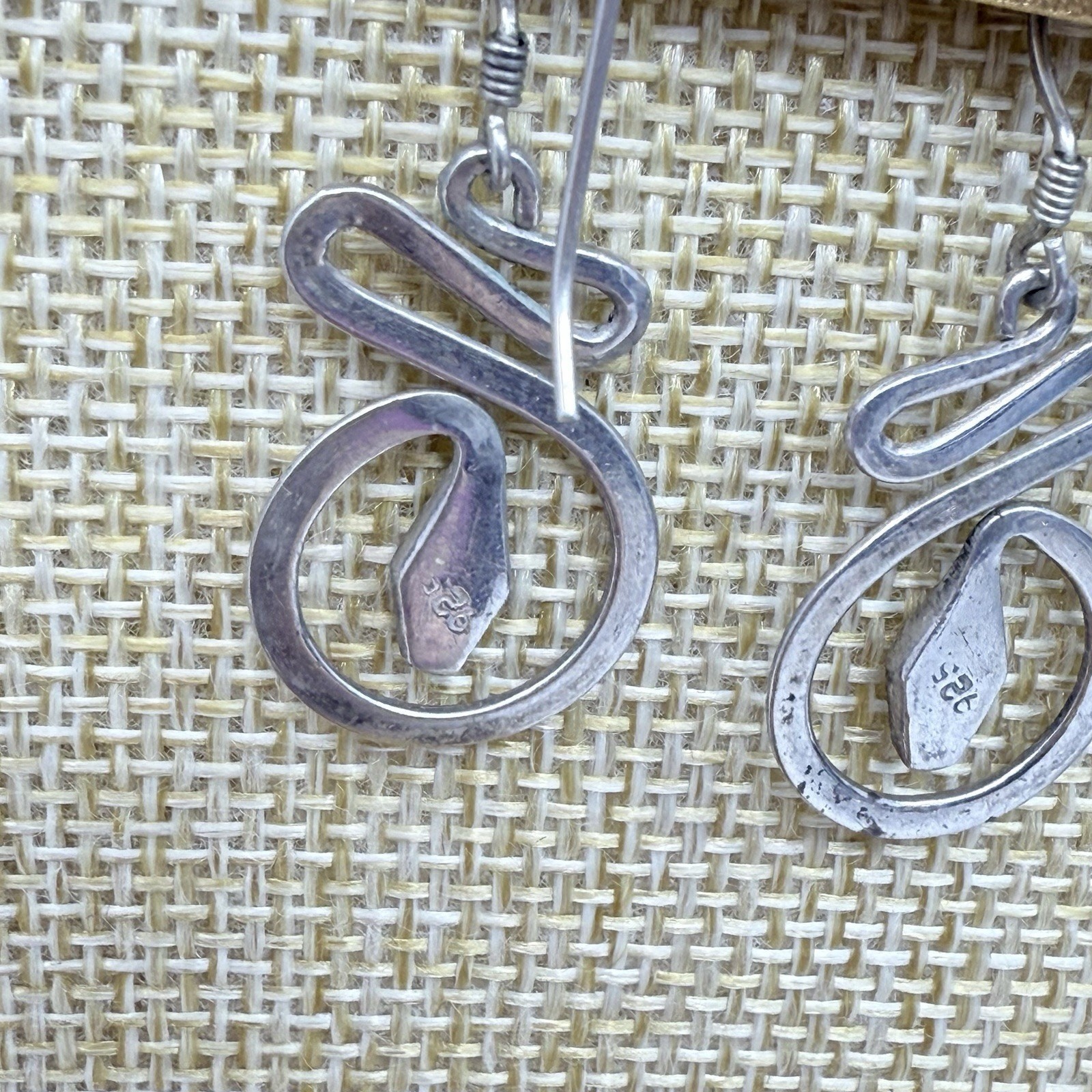 Vintage 925 Sterling Snake Serpent Gothic Dangle Earrings 3.2 grams