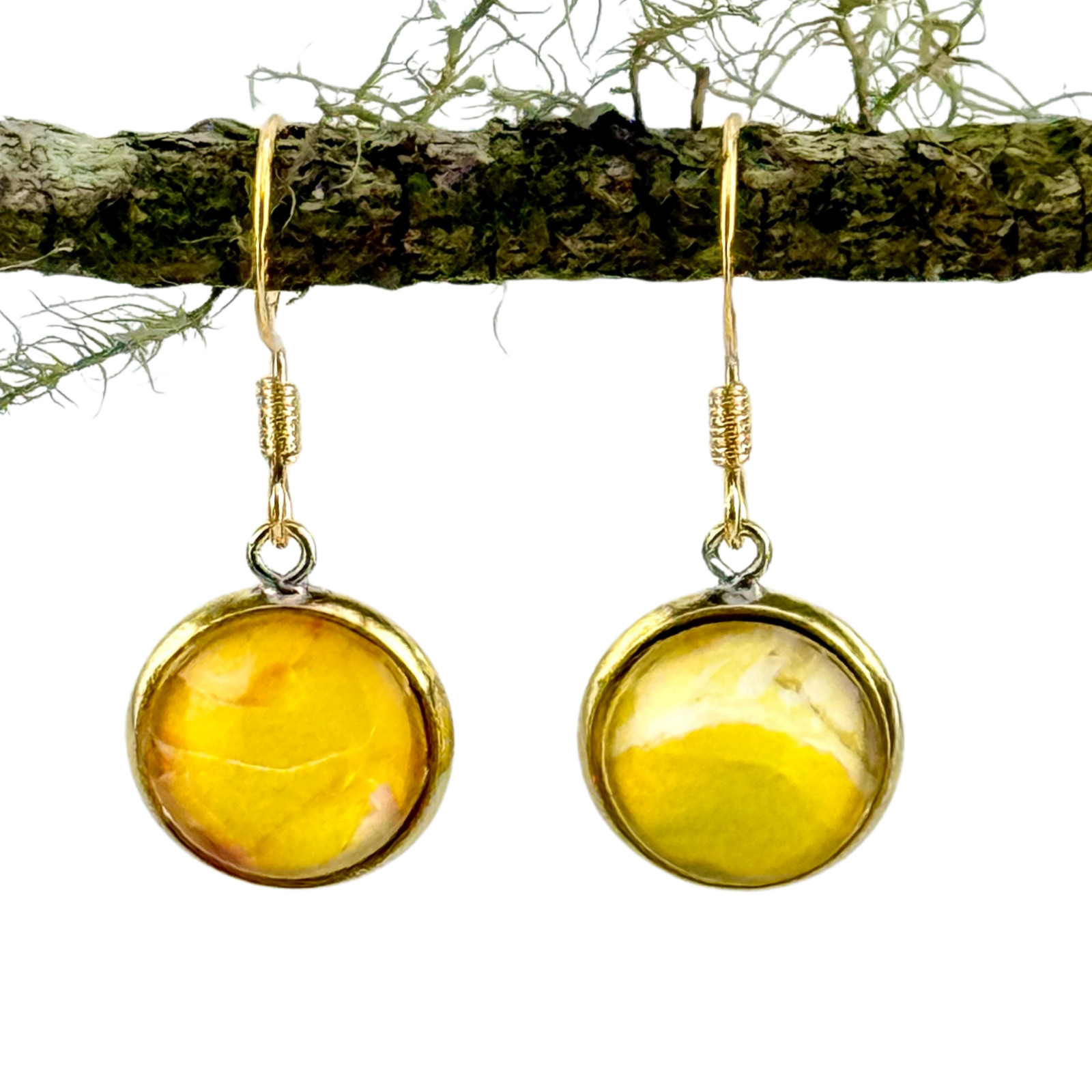 Lemon Drop Dangle Earrings Handmade, Gold Electroplated Sterling French Earwires