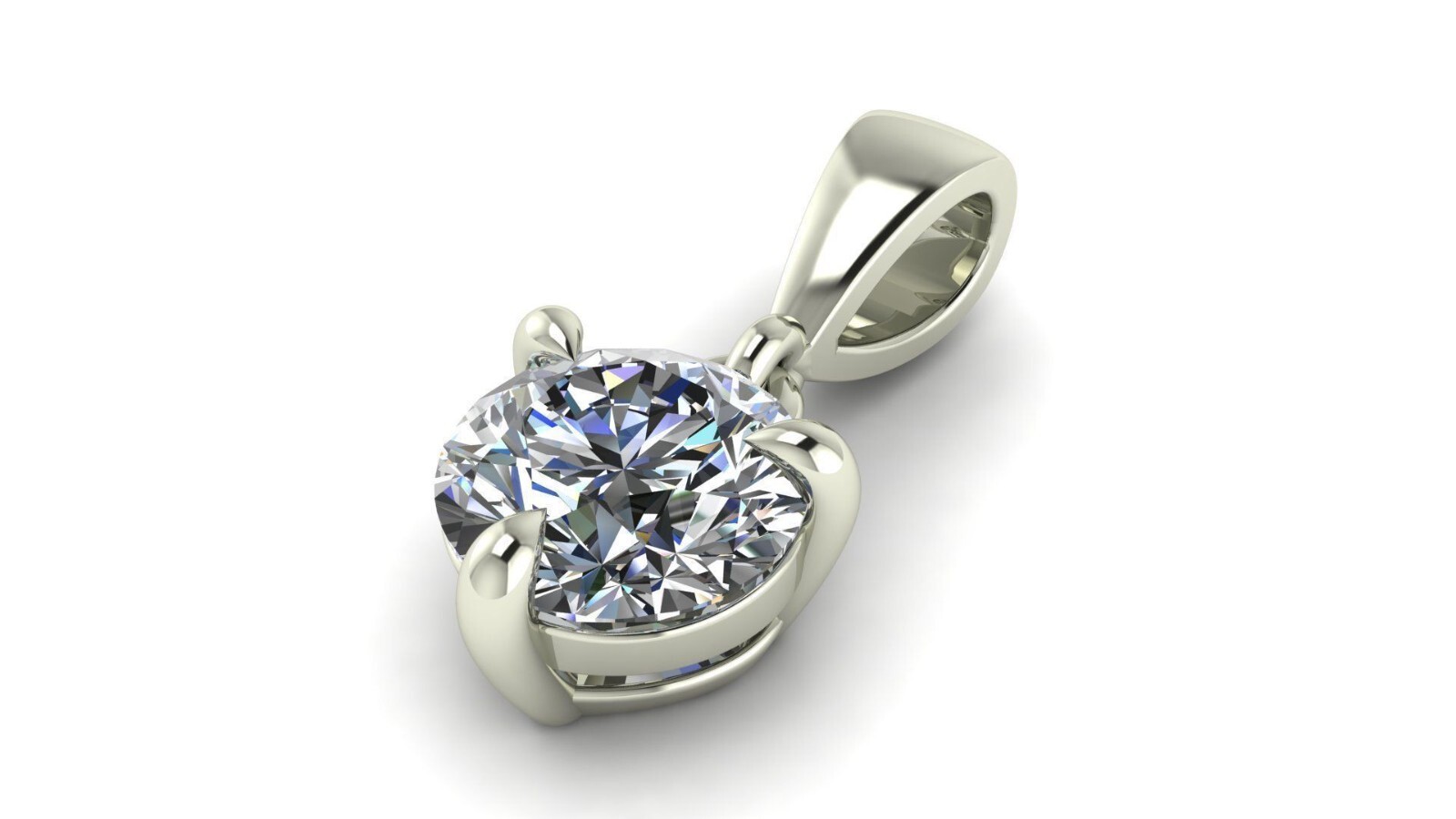 1.5ct round diamond cut lab creation 14k white gold Plated pendant for woman