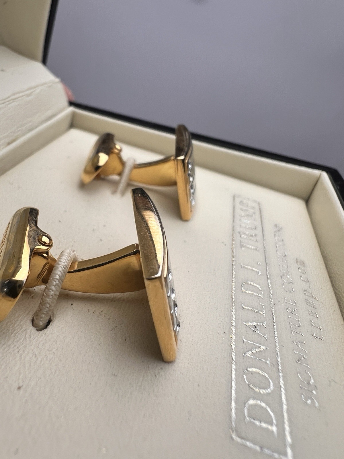 Donald Trump Signature Collection Banded Gold/Silver-Tone Face CZ Cufflinks