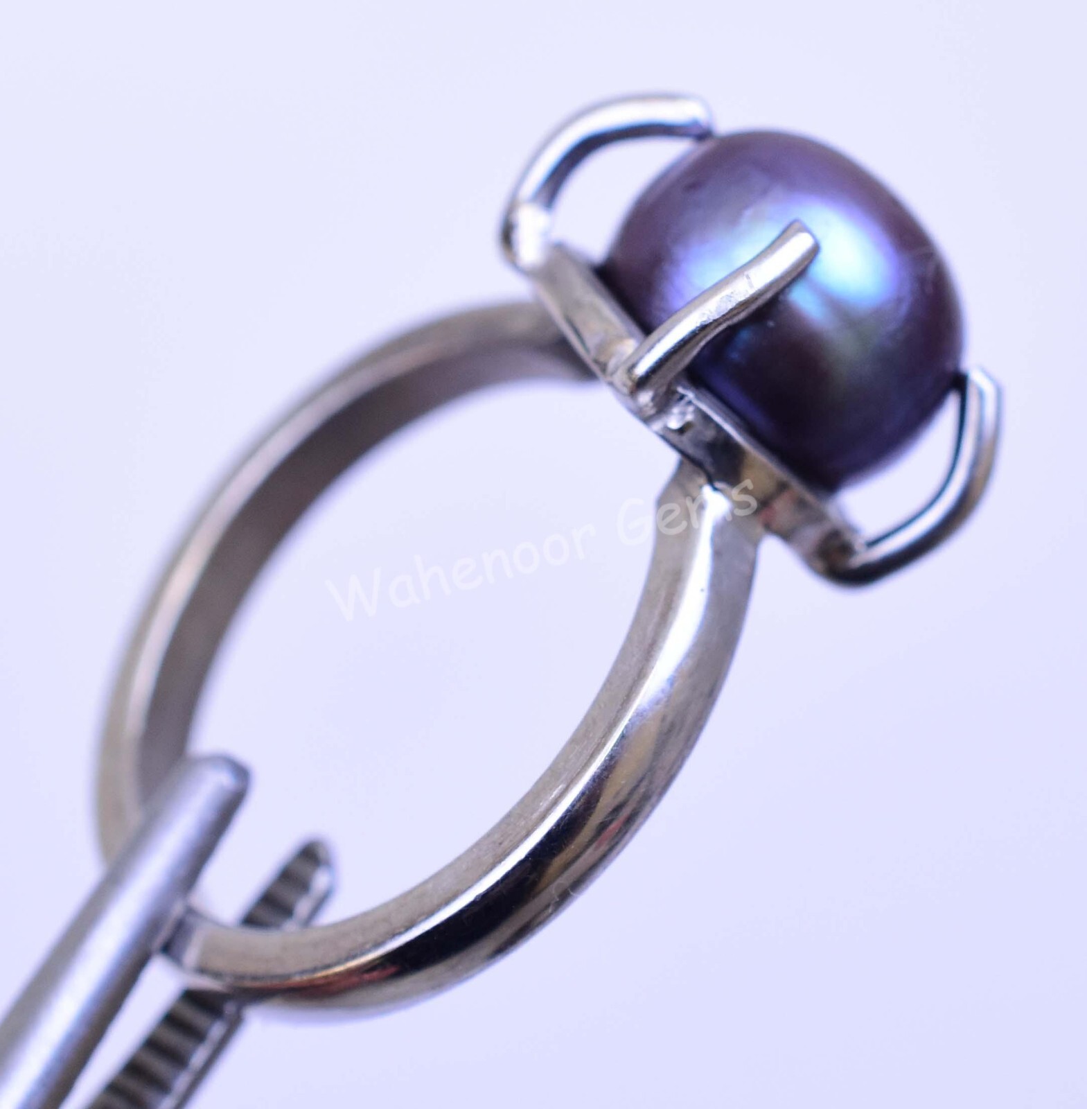 Natural Tahitian Gray Blue South Pearl 925Sterling Silver Ring Wedding Certified