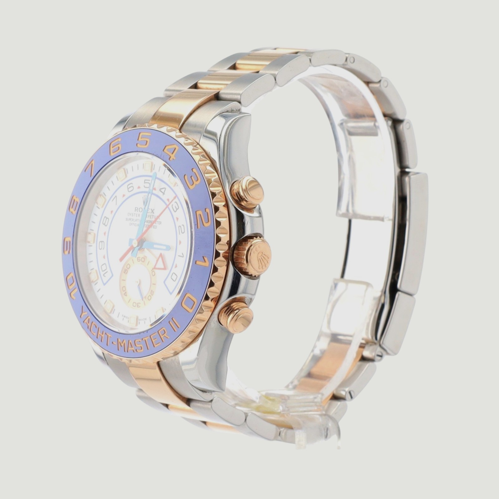 Rolex Yacht-Master II 116681 44mm White Dial 18K Rose Gold Steel Automatic Watch