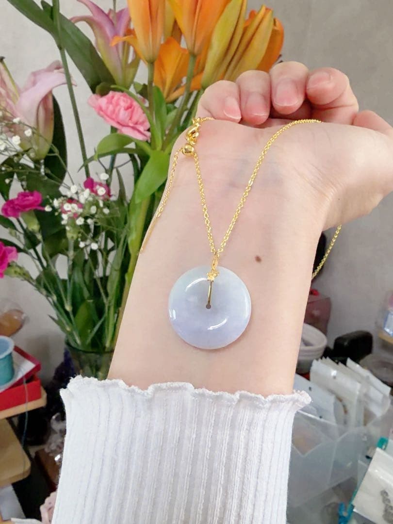 Japanese jade necklace CS0670 ​​Natural Genuine Jade (Guaranteed Authenticity) L
