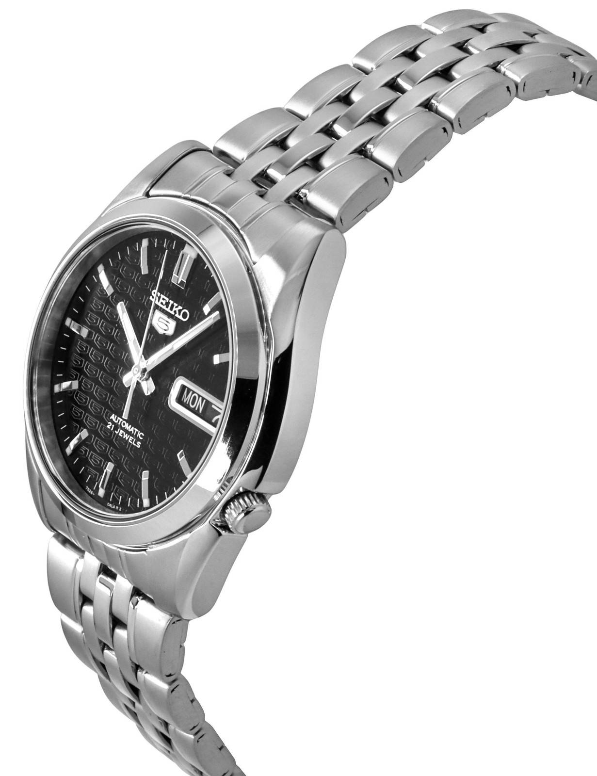 Seiko 5 Automatic Black Dial Silver Bezel Band SNK361K1 Men’s Watch Case 37 mm