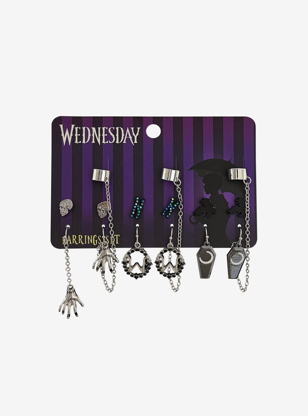 Hot Topic Wednesday Icon Cuff Earring Set Halloween Black / Silver