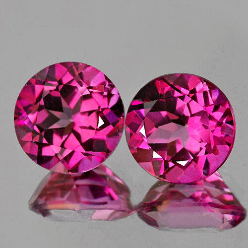 Hot Pink Topaz Round 7.00 mm 2 pieces, Flawless-VVS, Natural Loose Gemstone