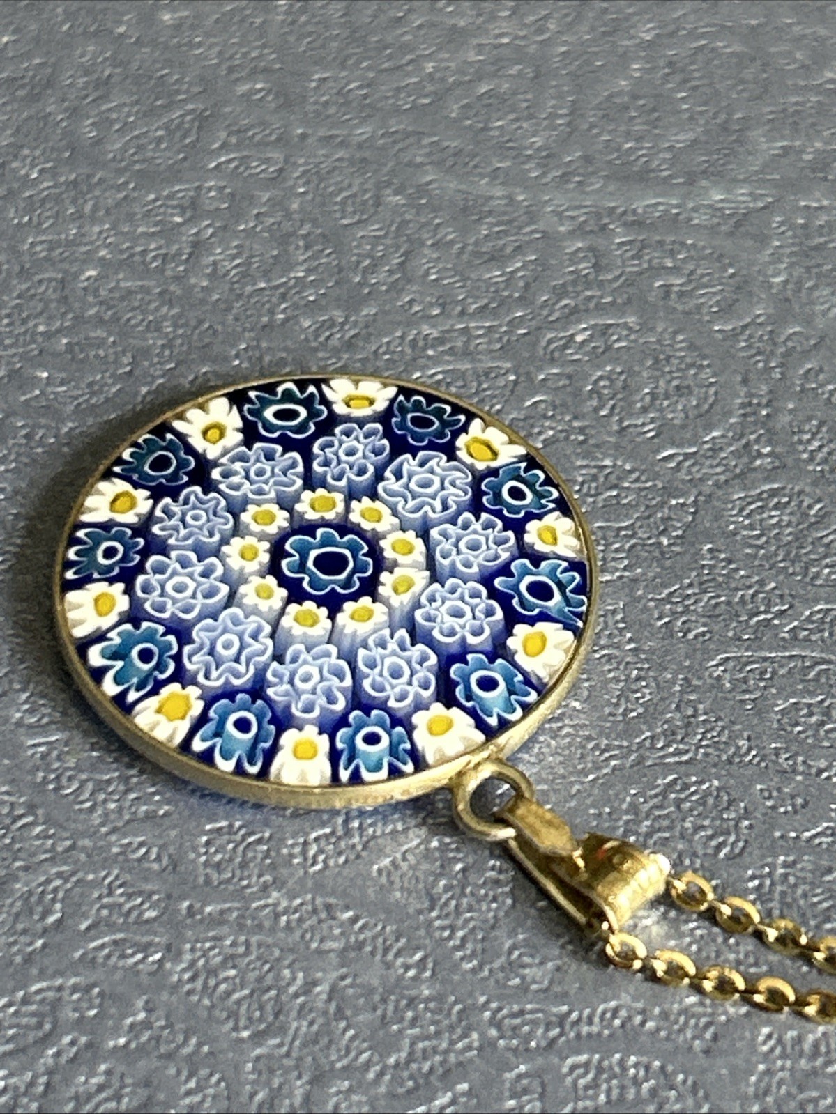 925 Silver Millefiori Pendant On 46cm Chain/ Gold Overlay