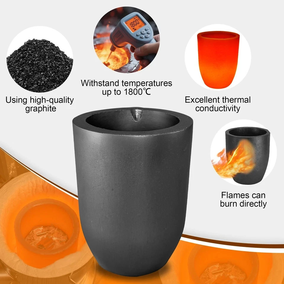 Nelyrho #3-3kg Premium Graphite Crucible Silicon Carbide Clay Melting Casting