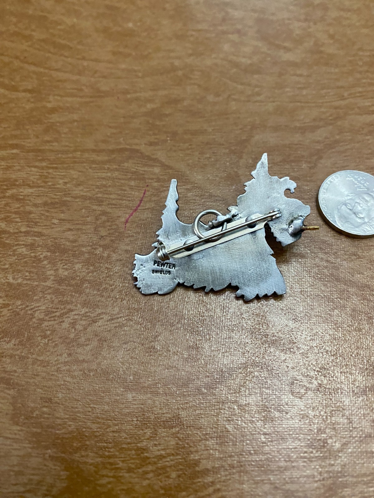 Vintage Pewter Black Scottish Terrier Dog Pendant or Brooch Pin