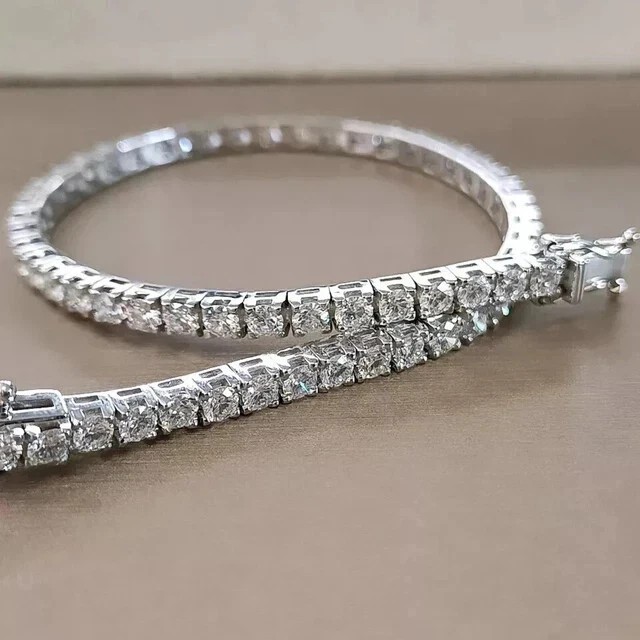 Lab Grown Diamond Round 25th Anniversary Gift Tennis Bracelet 14k White Gold
