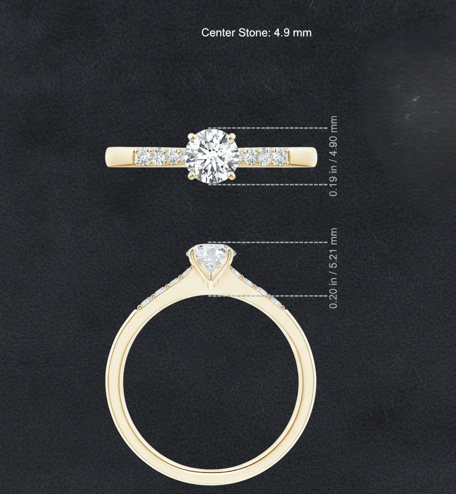 Gold Wedding Ring Round 0.52 Ct Lab Grown Diamond Solid 14K Yellow Size 5 6 7 8