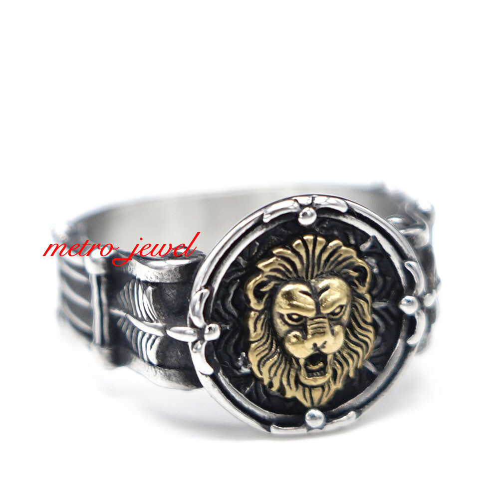 JXC Mens Gold Plated Stainless Steel Lion Head of Judah Ring Men Size 7 8 9-15