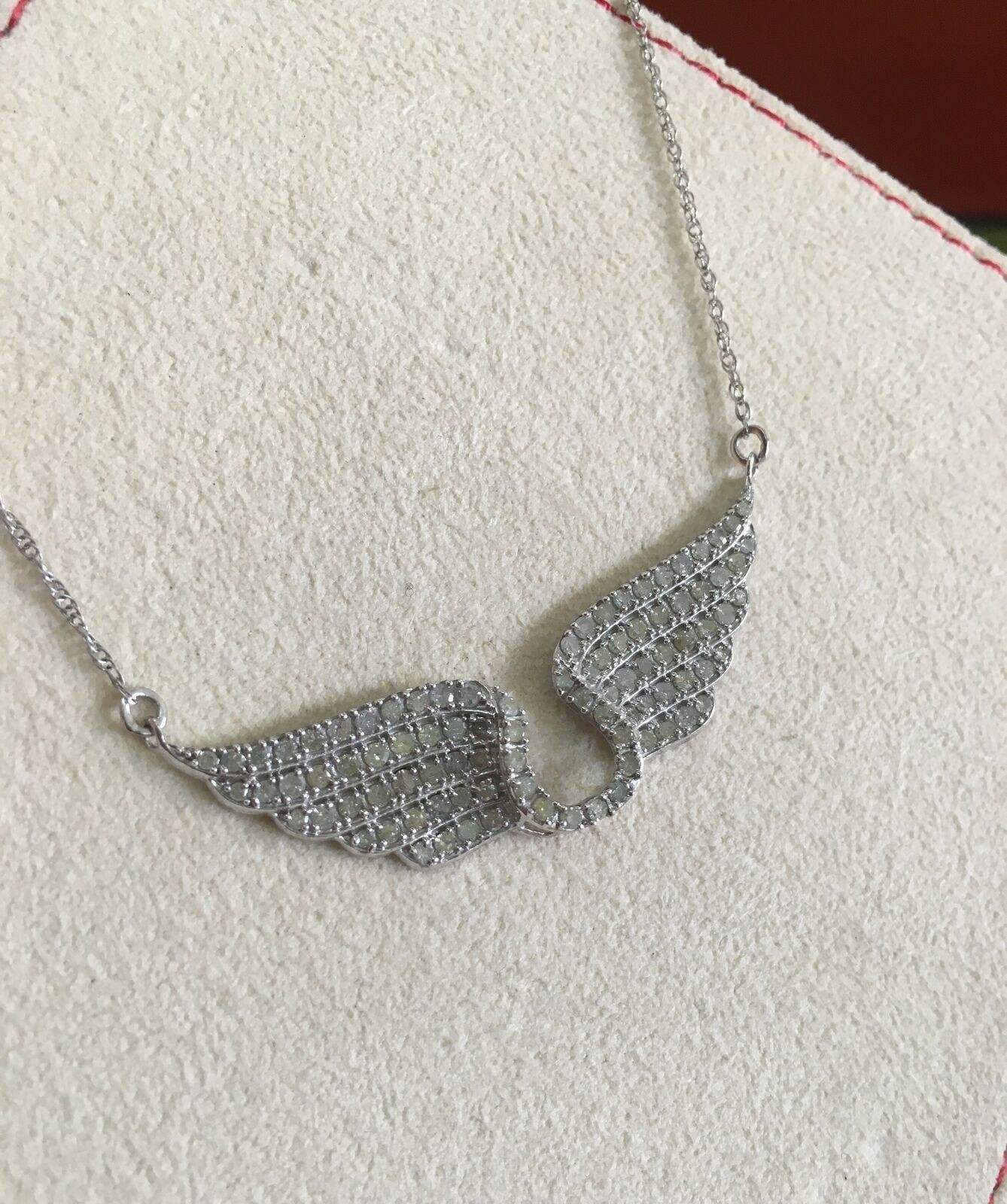 1.23Ct Round Diamond Angel Wing Pendant Necklace 14K white Gold Over