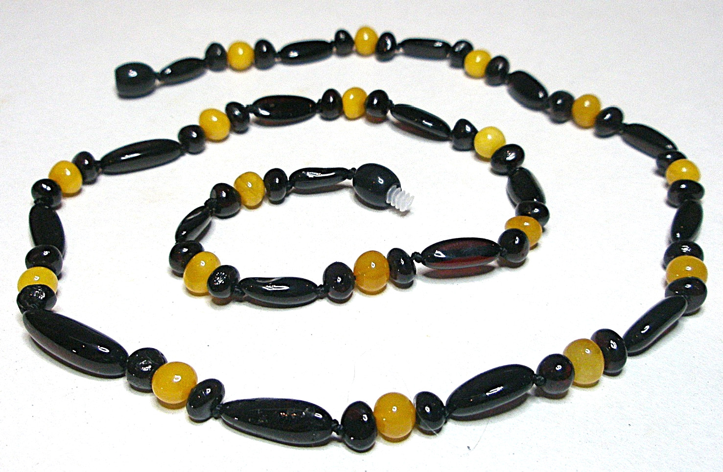 Genuine Baltic Amber Necklace Boho 56 cm 22”, Black Cherry, Egg Yolk, Handmade