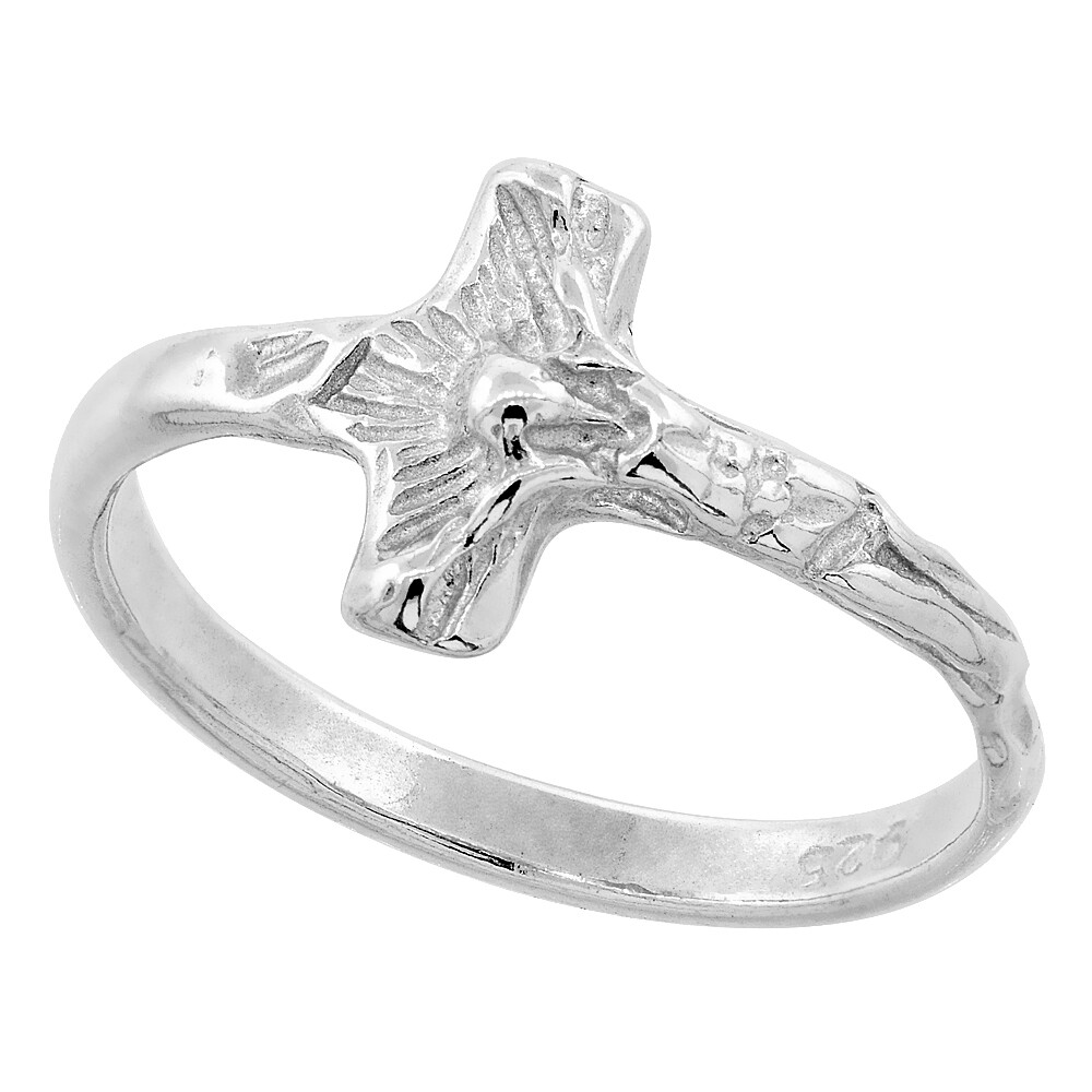 Sterling Silver High Polished CRUCIFIX CROSS Ring
