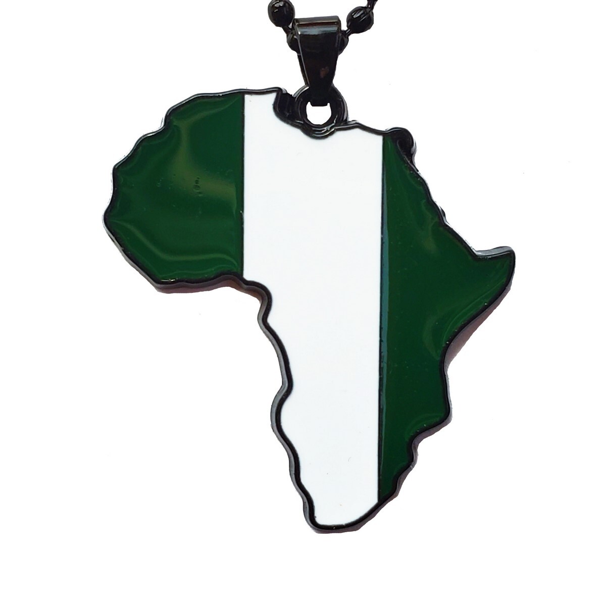 Nigerian Flag Pendant Necklace Africa Map Chain
