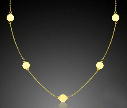 ECHT GOLD *** Feines Achteck-Motiv Collier Kette 42-45 cm