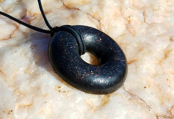 Black Sun Orgonite® Donut Pendant – Chakra Healing Necklace – EMF 5G Protection