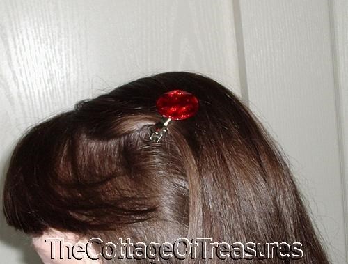 Fancy Faceted Large Gem Stone Ruby Red Alligator Hair Clip