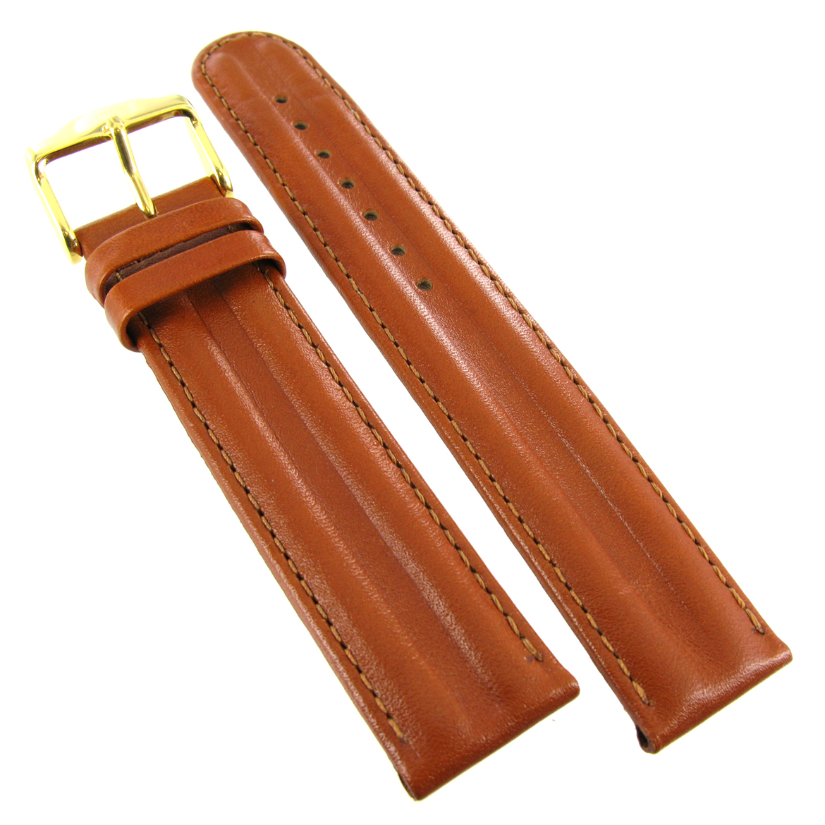 19mm Speidel Heavy Saddle Genuine Leather Honey Tan Brick Brown Watch Band 536