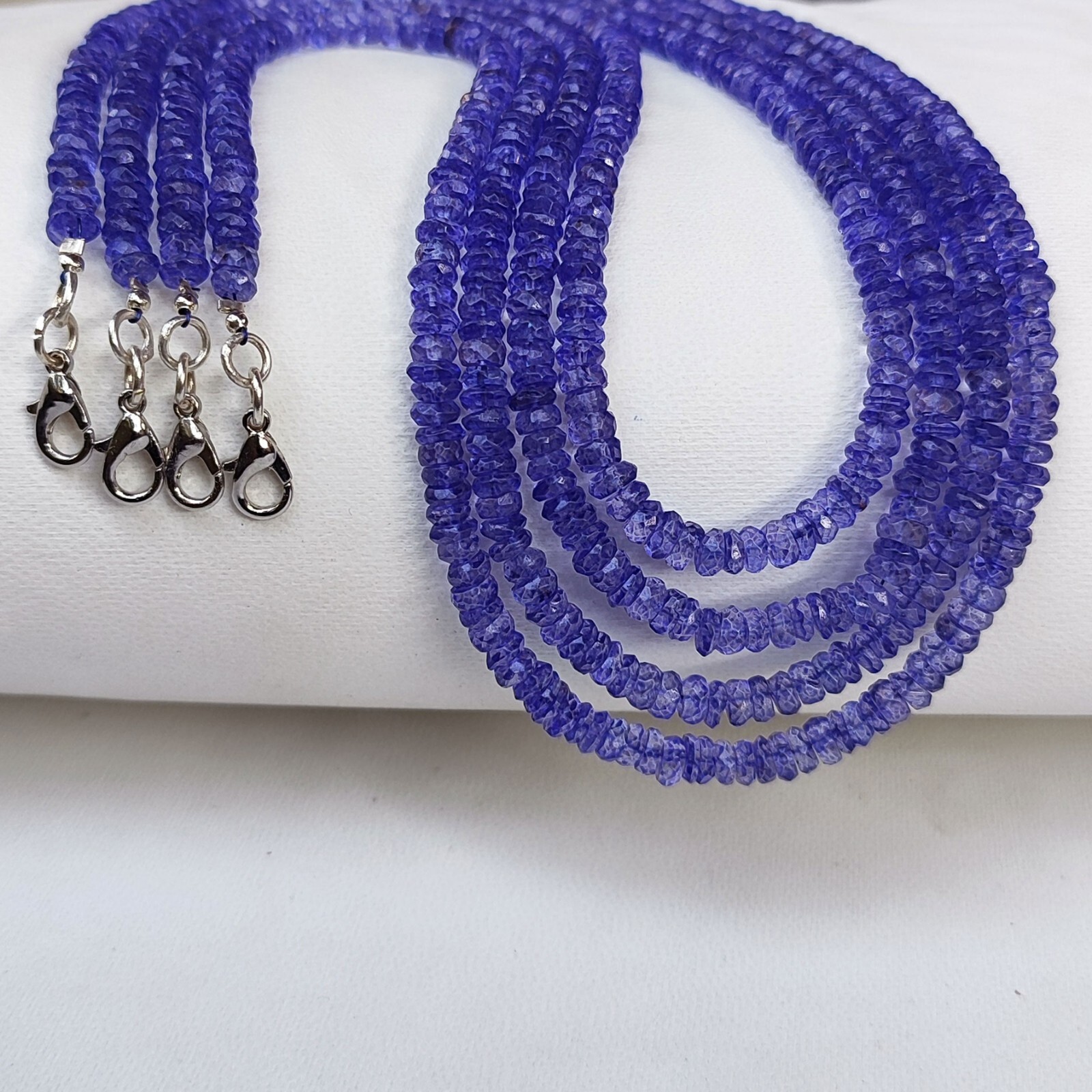Tanzanite Color Coated Topaz Gems 5mm Size Faceted Rondelle Beads 17.5″ Necklace