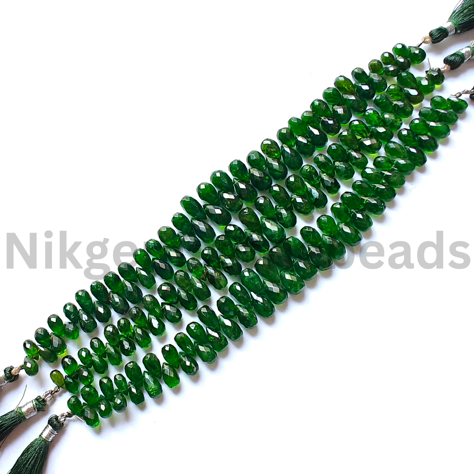 Natural Green Chrome Tourmaline, Briolette Faceted Drop Cut Stone, 8.00-10.00 MM