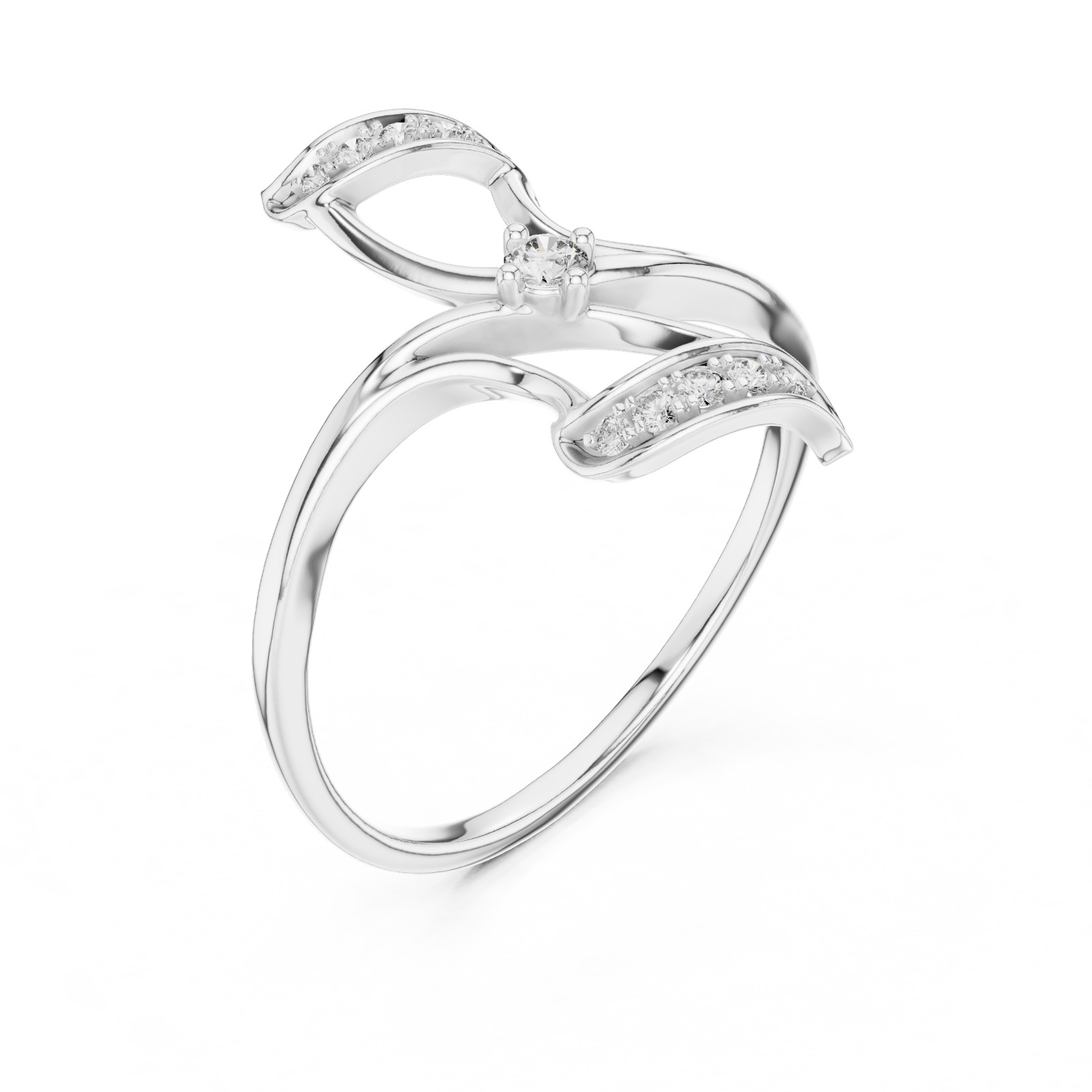 Natural Certfied Round VVS1/D Diamond Petite Twist Engagement Ring 14k Gold Over