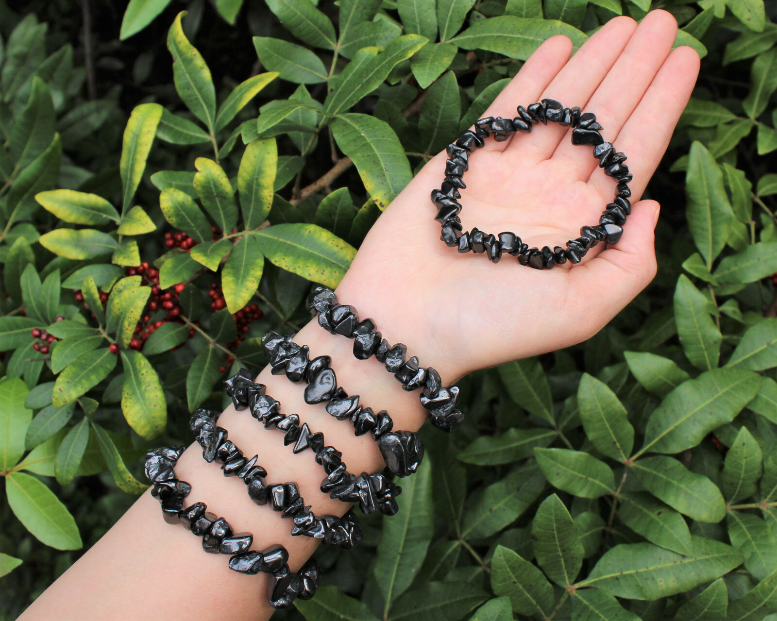 Shungite Bracelet: Elastic Shungite Chip Bracelet Stretchy Radiation (US-Seller)