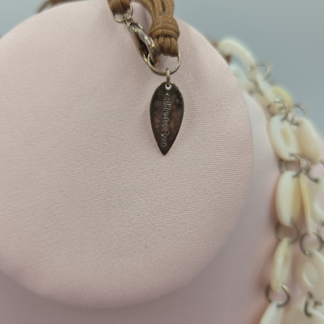 Coldwater Creek Mother Of Pearl Circles Statement Necklace Corded Approx 30″