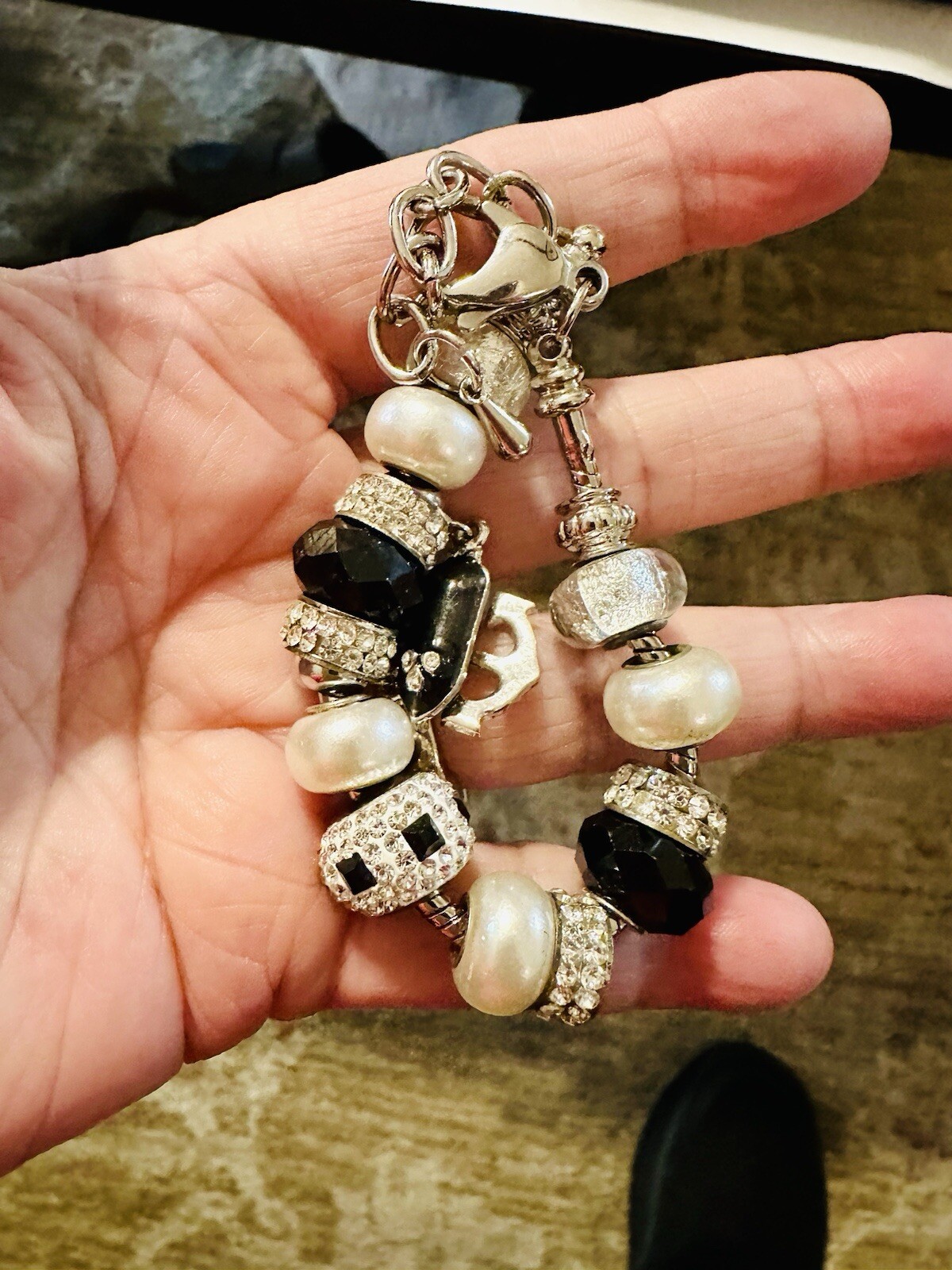 New Black & White Crystal Charm Bracket & Matching Earrings $60 Kohl’s