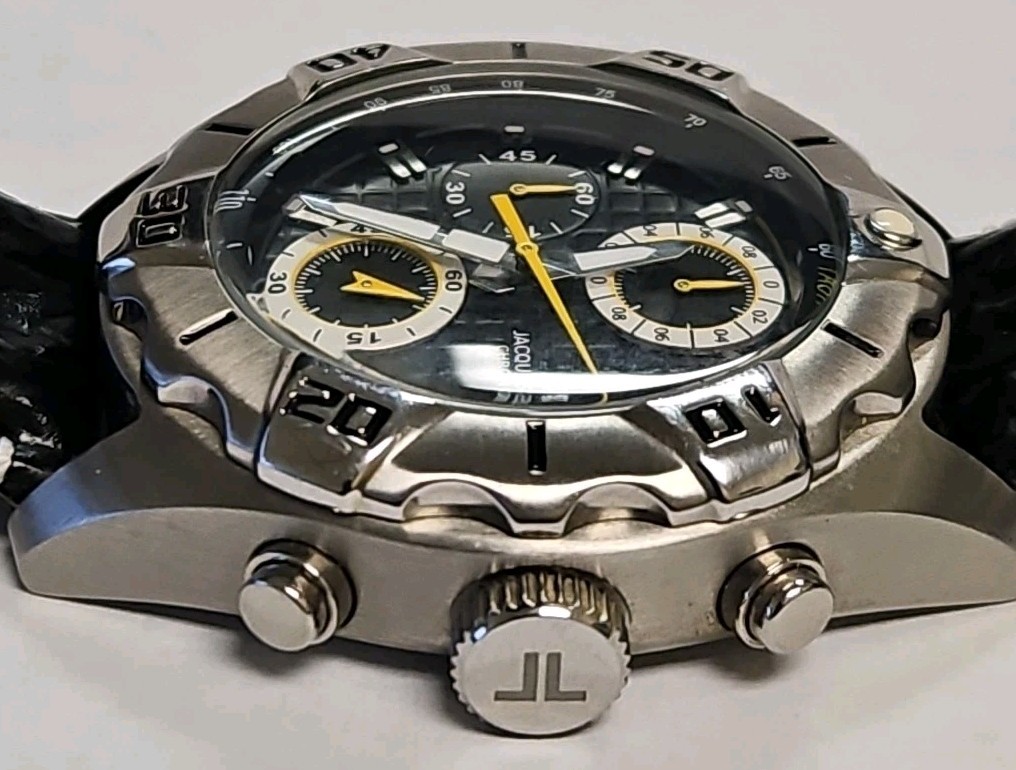 Jacques Lemans Men’s Watch 1-1350 Chronograph 42mm, New Battery, Genuine Leather
