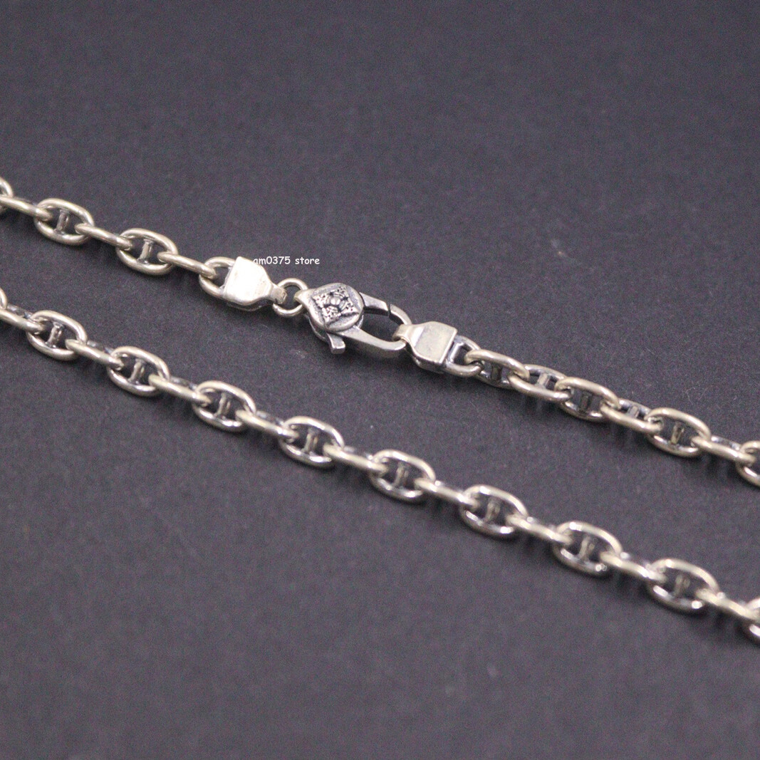 Pure S925 Sterling Silver Necklace Women Men 3.5mm Anchor Chain 22inch /16-17g