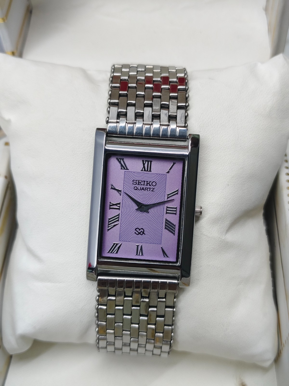 Vintage Refurbished Seiko Slim Tank Purple Quartz Japan Men s Wrist Watch