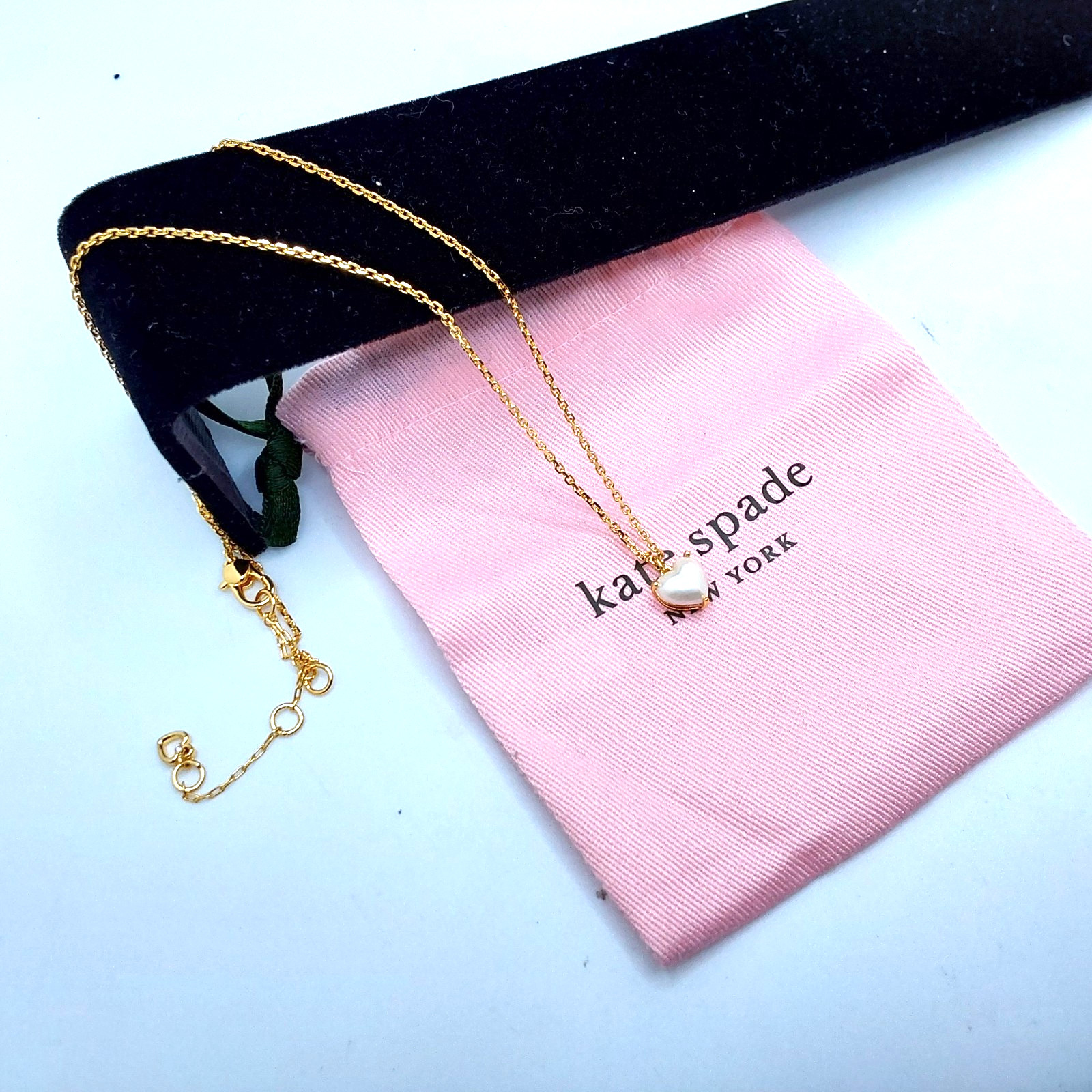 Kate Spade New York Elegant Gold Tone Pearl Heart Pendant Necklace