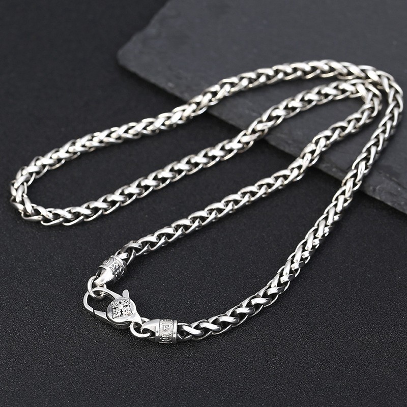 Real 925 Sterling Silver Necklace Men’s 5mm Width Italy Vintage Silver Chain