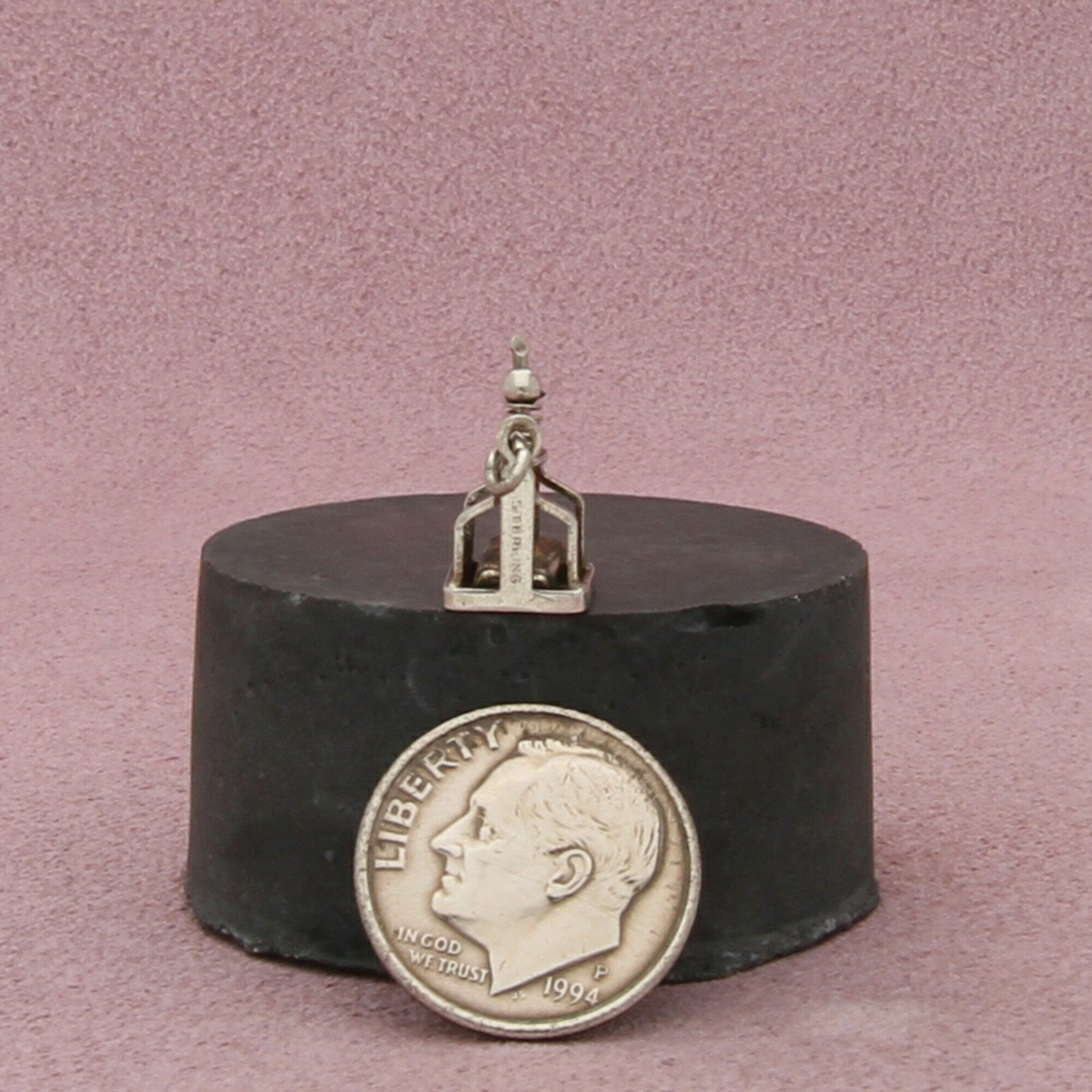sterling silver vintage i love you rubber stamp mechcanical charm