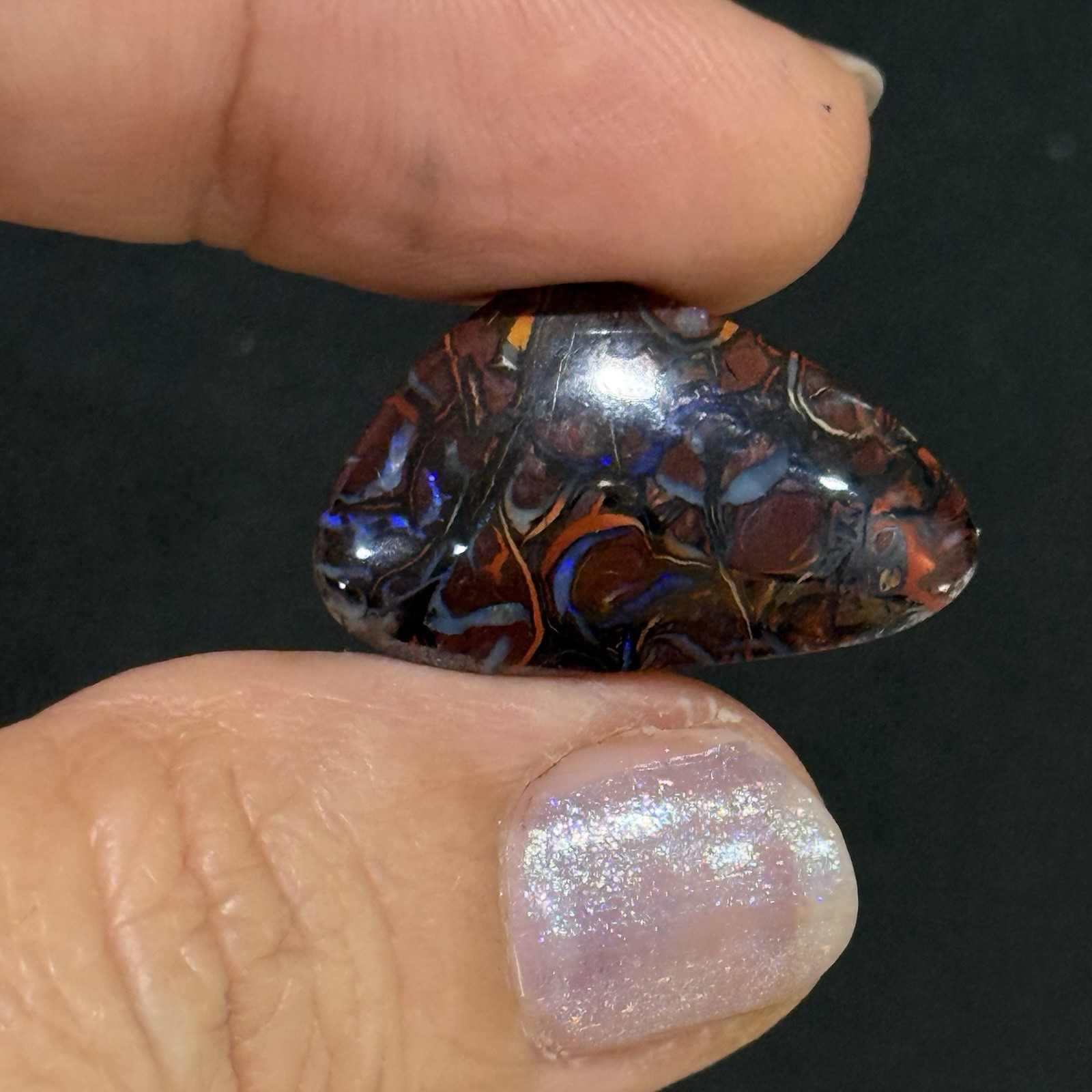 17ct 24.3×14.7×5.4mm Colorful Australian Koroit Boulder Opal Free Form Cabochon