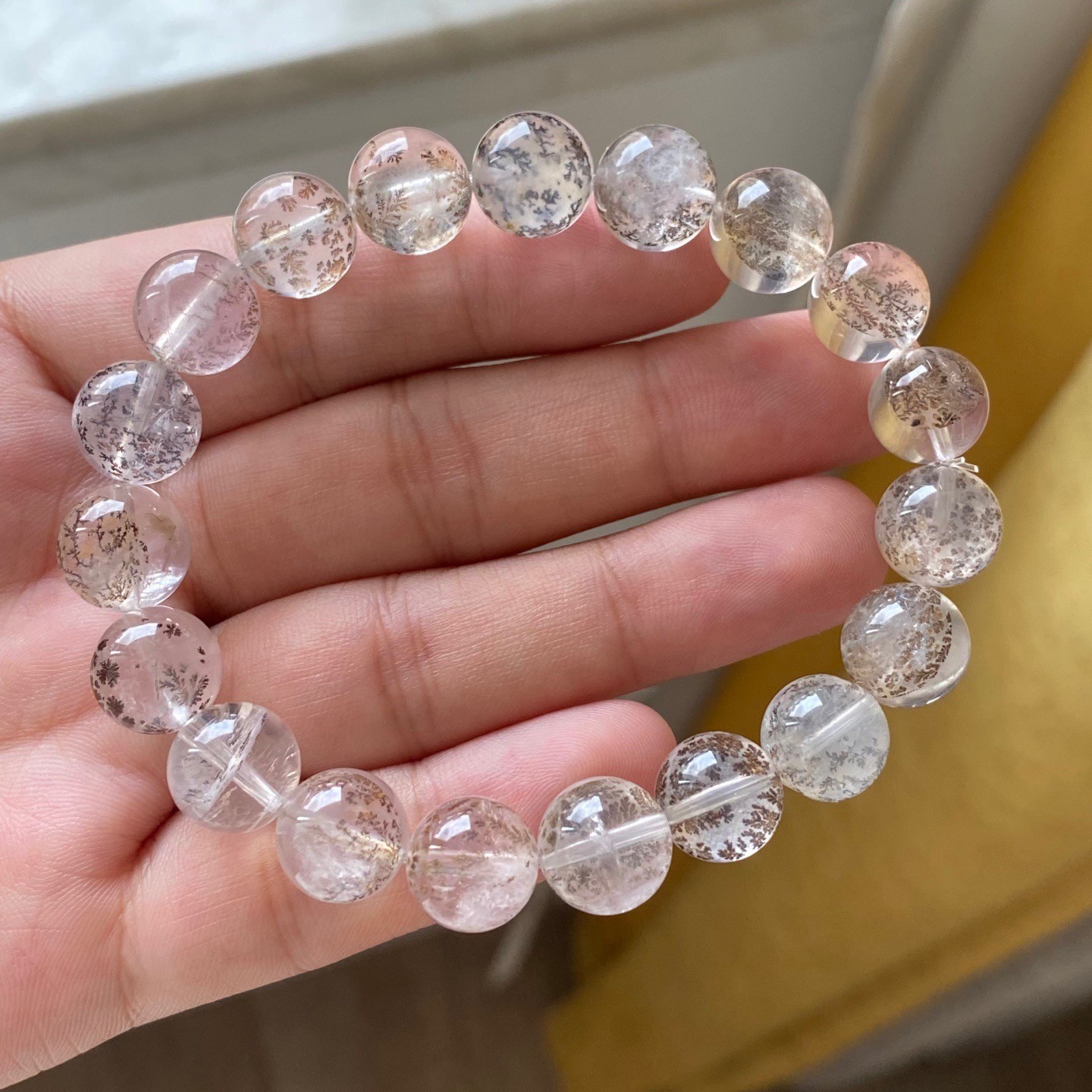 10.6mm Natural Tree Yellow Phantom Beads Bracelet AAAA