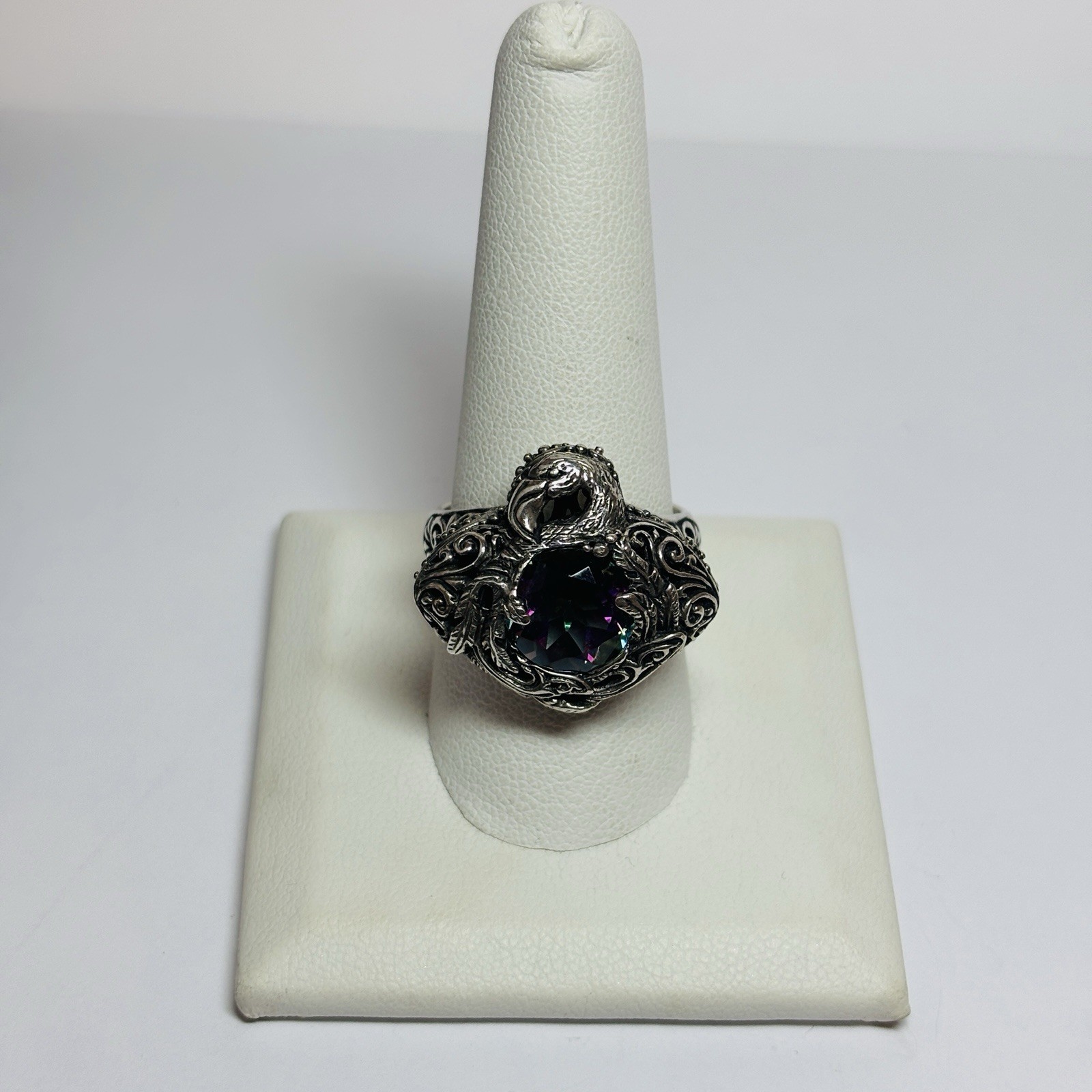 Sarda Sterling 925 Silver Mystic Topaz Flamingo Ring Size 10 – .31