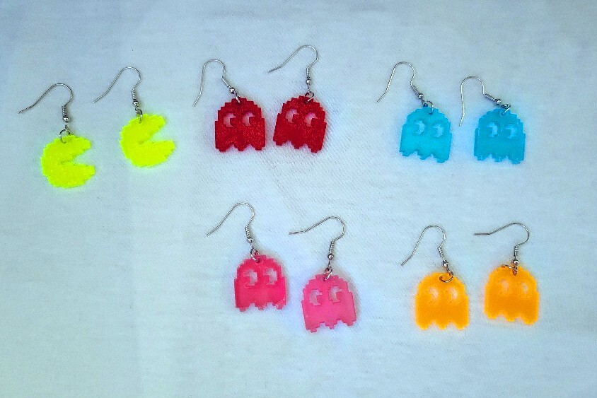 Pac-Man & Ghost Gang Dangle Blacklight Earrings – You Pick!!