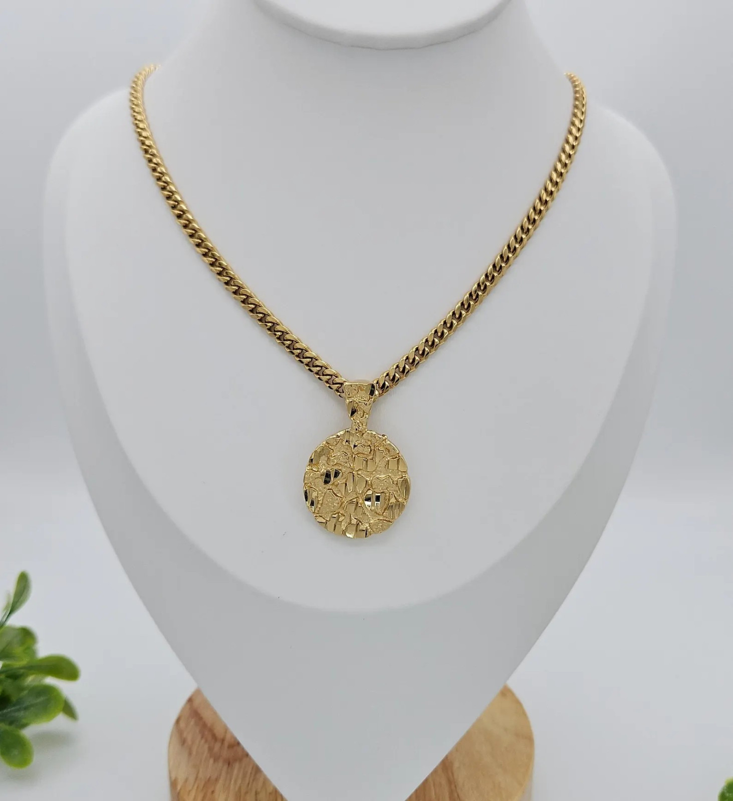 Gold Nugget Necklace, Medium Nugget Necklace, 14k Heavy Plated Gold, 25mm Nugget