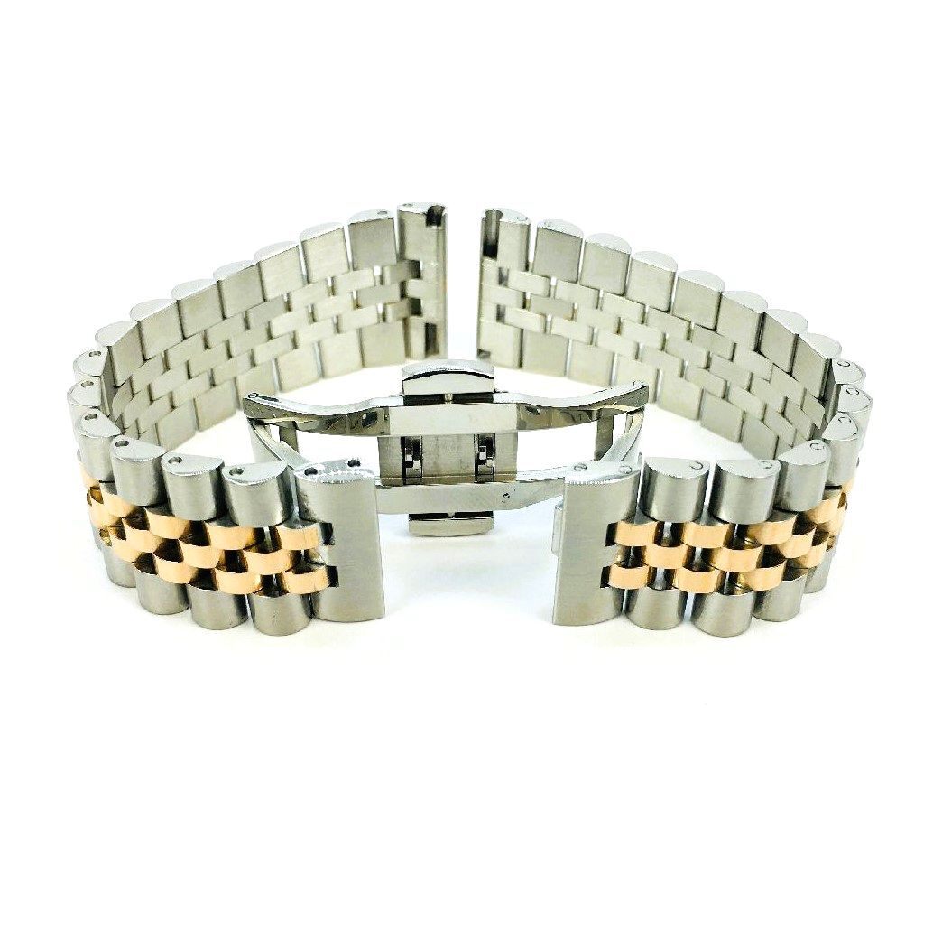 Two Tone Rose Gold Jubilee Metal Watch Band 13mm 15mm 17mm 19mm 21mm 23mm #7036