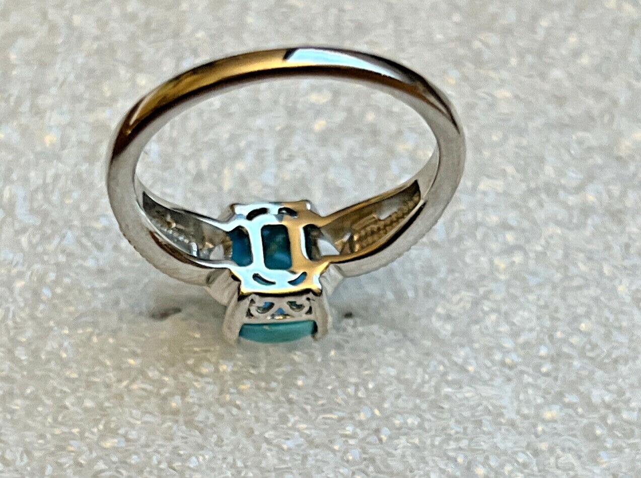 South Hill Turquoise Ring in Platinum Over Sterling Silver (Size 9.0) 2.10 ctw